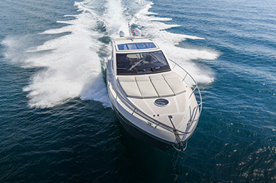 Luxury yacht cruising on the water